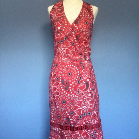 Red Paisley Print Sleeveless Dress - Picture 6 of 7